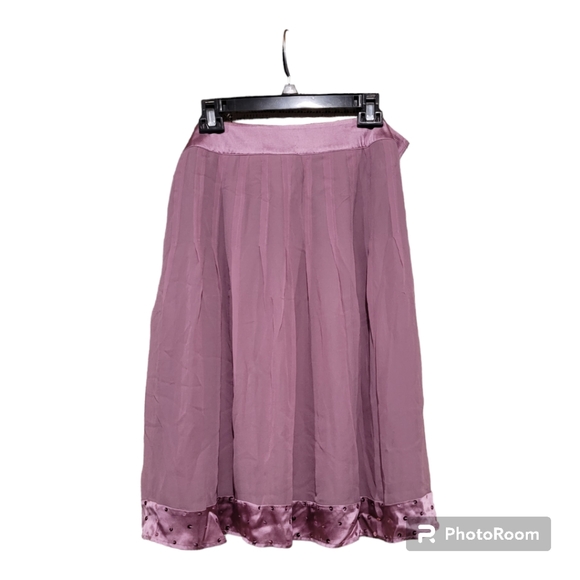Worthington pleated skirt sz14 in orchid silk satin sequins lined Ballerina - Picture 3 of 11